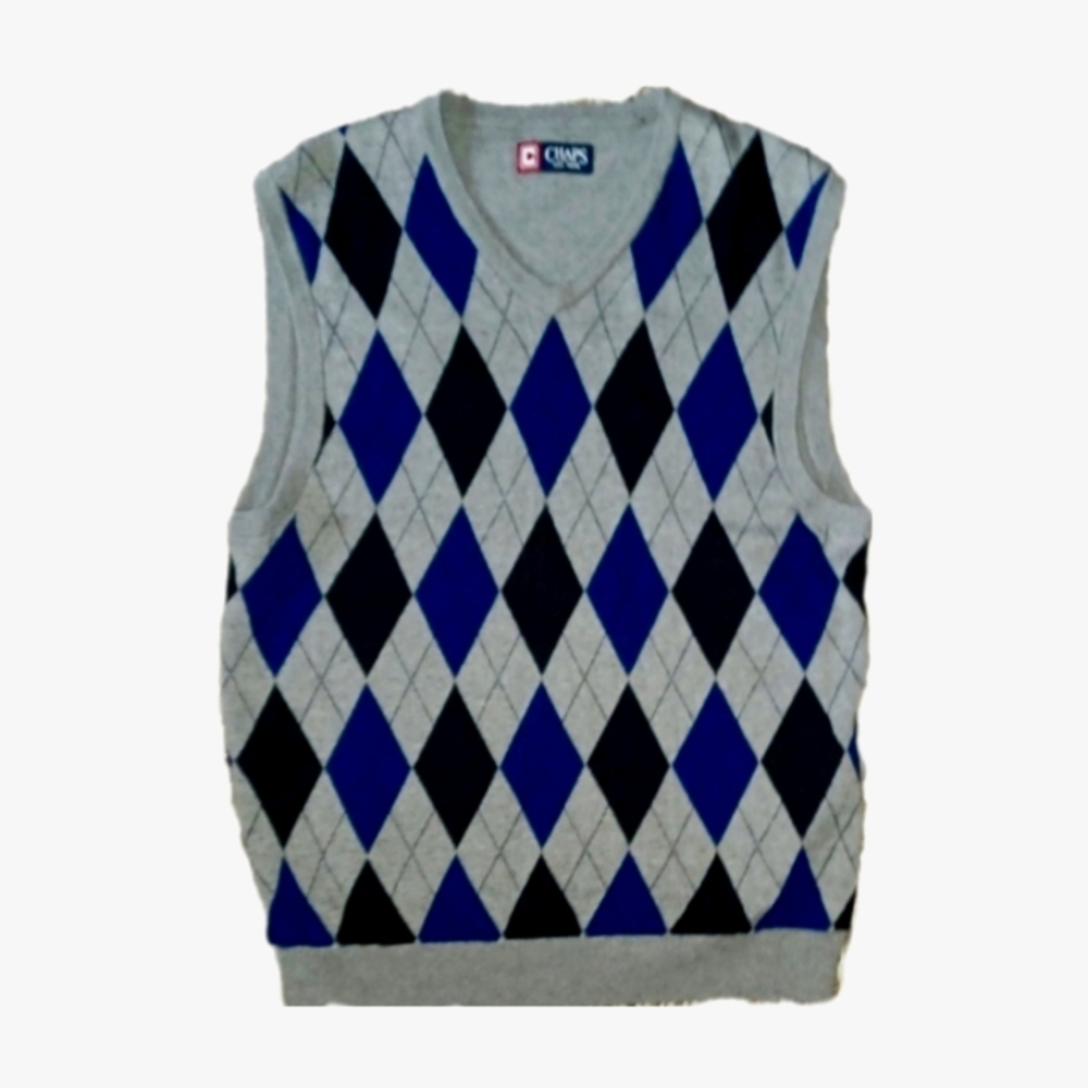 Chaps | Gray Argyle Sweater Vest - Picture 2 of 5